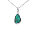 12 x 8mm freeform Australian opal triplet pendant in sterling silver, blue, green and yellow
