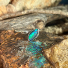 sterling silver Australian opal triplet ring with a 16 x 7mm freeform stone