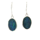 14 x 11mm oval Australian opal triplet earrings in sterling silver