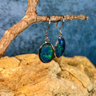 sterling silver Australian opal triplet earrings with 14 x 11mm oval stones