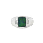 10 x 8mm rectangular Australian opal triplet ring in sterling silver