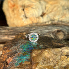 sterling silver Australian opal triplet ring with a 7mm round stone