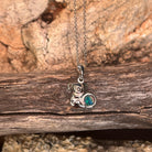 round Australian opal triplet pendant in sterling silver, blue, green and yellow play-of-colour