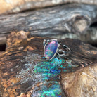 Australian opal triplet ring handcrafted in Sydney, sterling silver, 13 x 8mm triangular stone