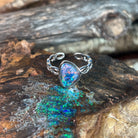 11 x 9mm Australian opal triplet ring in sterling silver, red, blue and green