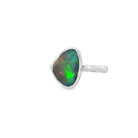 12.5 x 9.5mm triangular Australian opal triplet ring in sterling silver, yellow, orange, blue and green