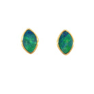 11.5 x 7.5mm marquise Australian opal doublet earrings in yellow gold-plated silver