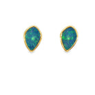 11 x 7.5mm marquise Australian opal doublet earrings in yellow gold-plated silver