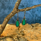 oval Australian opal doublet earrings in yellow gold-plated silver, green and yellow play-of-colour
