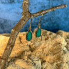 11 x 6mm Australian opal doublet earrings in yellow gold-plated silver, green and yellow