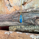 17 x 6mm Australian opal doublet pendant in yellow gold-plated silver, blue, red and yellow