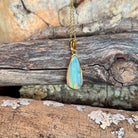 pear-shaped Australian opal doublet pendant in yellow gold-plated silver, green, blue, red and yellow play-of-colour