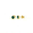 5mm round Australian opal doublet earrings in yellow gold-plated silver
