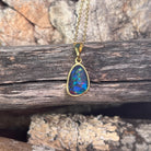 yellow gold-plated silver Australian opal triplet pendant with an 11 x 8mm freeform stone