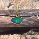16 x 10mm Australian opal triplet pendant in yellow gold-plated silver, blue and green