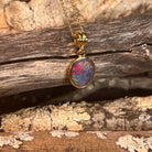 blue, red and green play-of-colour in a 14 x 10mm oval Australian opal triplet pendant