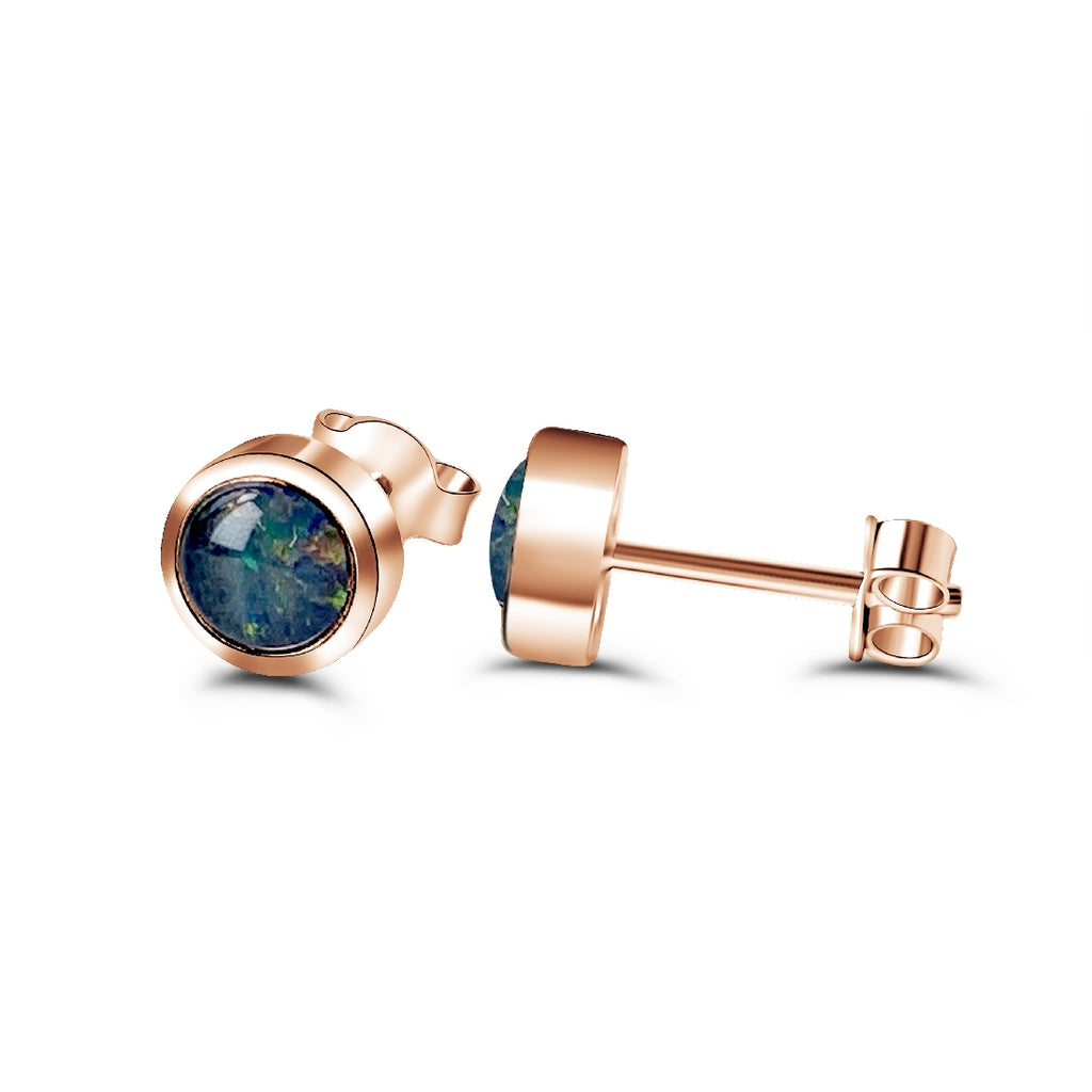 Rose Gold Plated 5mm bezel set earrings - Masterpiece Jewellery Opal & Gems Sydney Australia | Online Shop