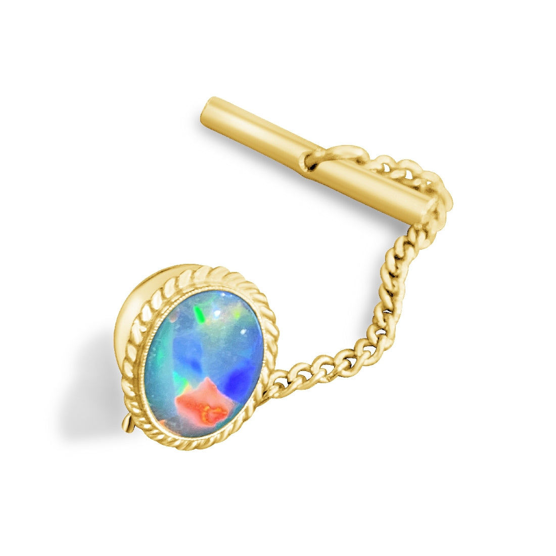 18kt Yellow Gold Opal doublet tie tac pin