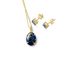 Gold Plate Silver Oval pendant and earring stud set - Masterpiece Jewellery Opal & Gems Sydney Australia | Online Shop