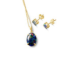 Gold Plate Silver Oval pendant and earring stud set - Masterpiece Jewellery Opal & Gems Sydney Australia | Online Shop