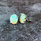 Sterling Silver Crystal Opal 10x8mm studs - Masterpiece Jewellery Opal & Gems Sydney Australia | Online Shop