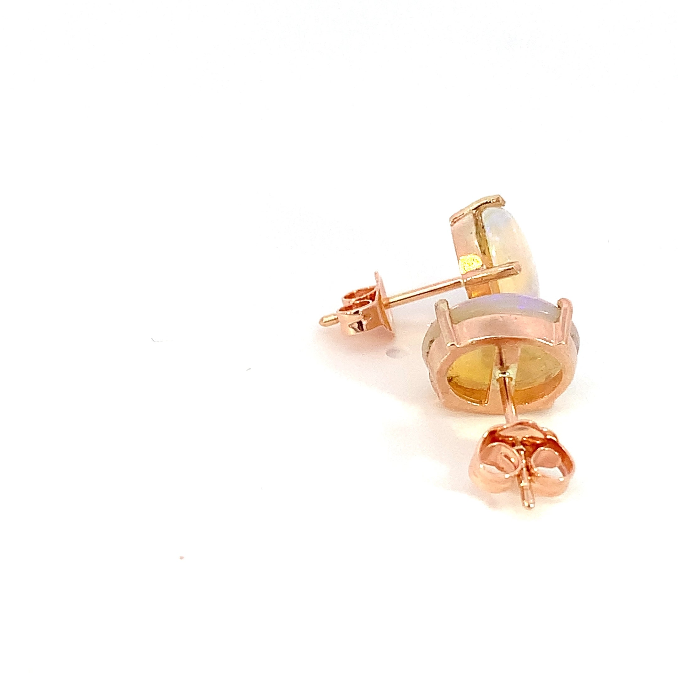 9kt Rose Gold studs 10x8mm Crystal Opals - Masterpiece Jewellery Opal & Gems Sydney Australia | Online Shop