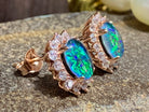 Silver Rose Gold plated 8x6 Opal Cluster earrings - Masterpiece Jewellery Opal & Gems Sydney Australia | Online Shop