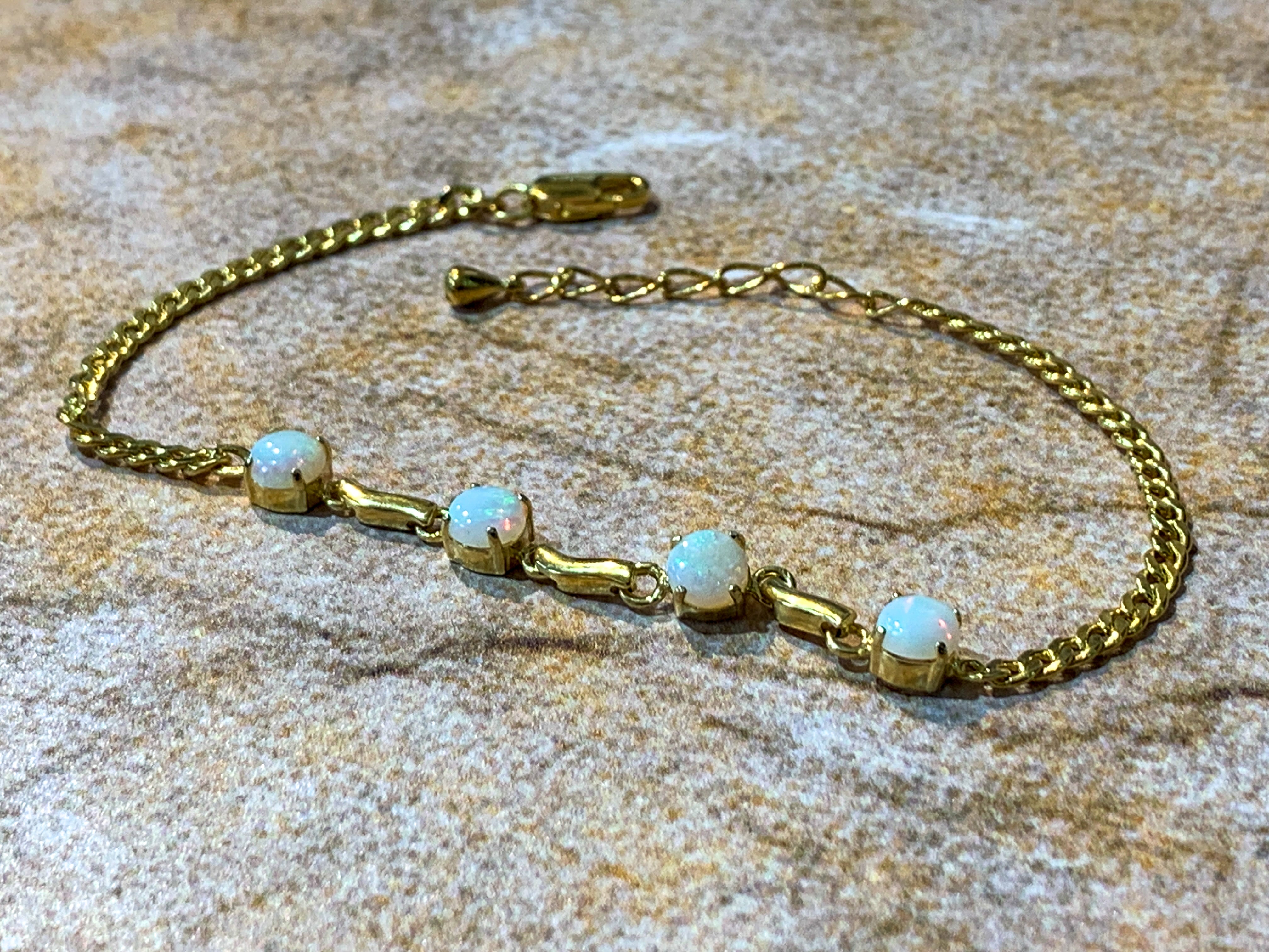 Gold plated Silver 5mm White Opal round bracelet - Masterpiece Jewellery Opal & Gems Sydney Australia | Online Shop