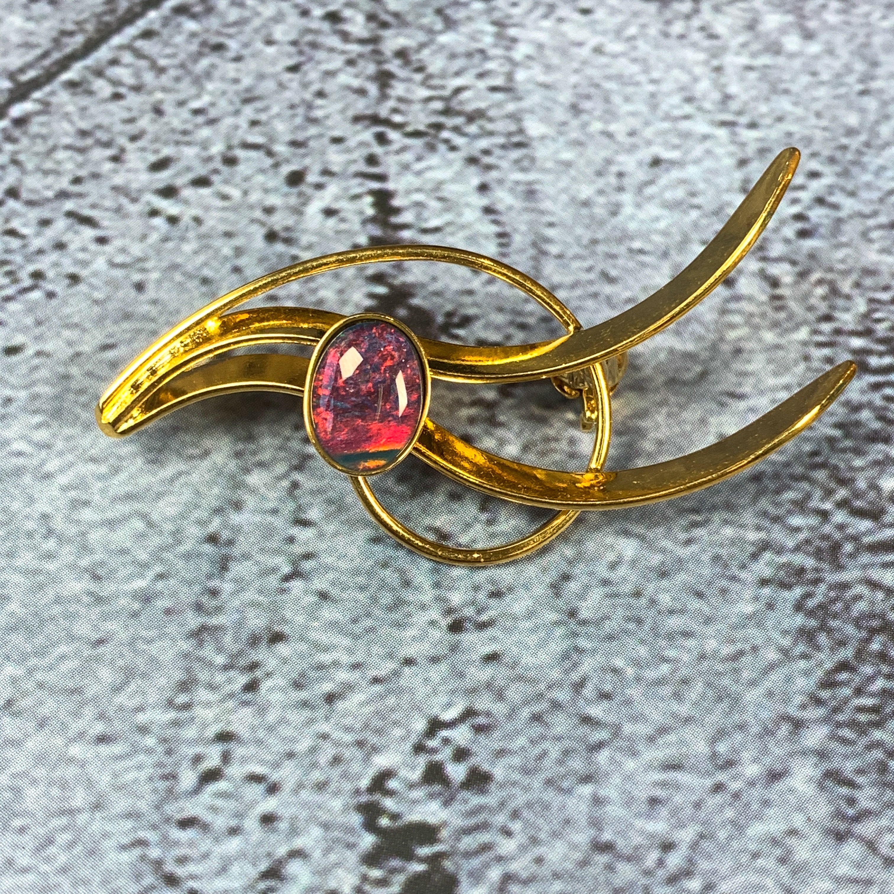 Gold plated Silver Brooch with Opal triplet - Masterpiece Jewellery Opal & Gems Sydney Australia | Online Shop