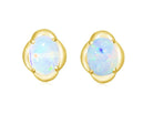 Gold Plated Sterling Silver 9x7mm White Opal earrings - Masterpiece Jewellery Opal & Gems Sydney Australia | Online Shop