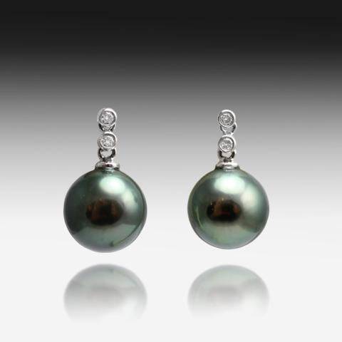 18K BLACK PEARL AND DIAMOND EARRINGS - Masterpiece Jewellery Opal & Gems Sydney Australia | Online Shop