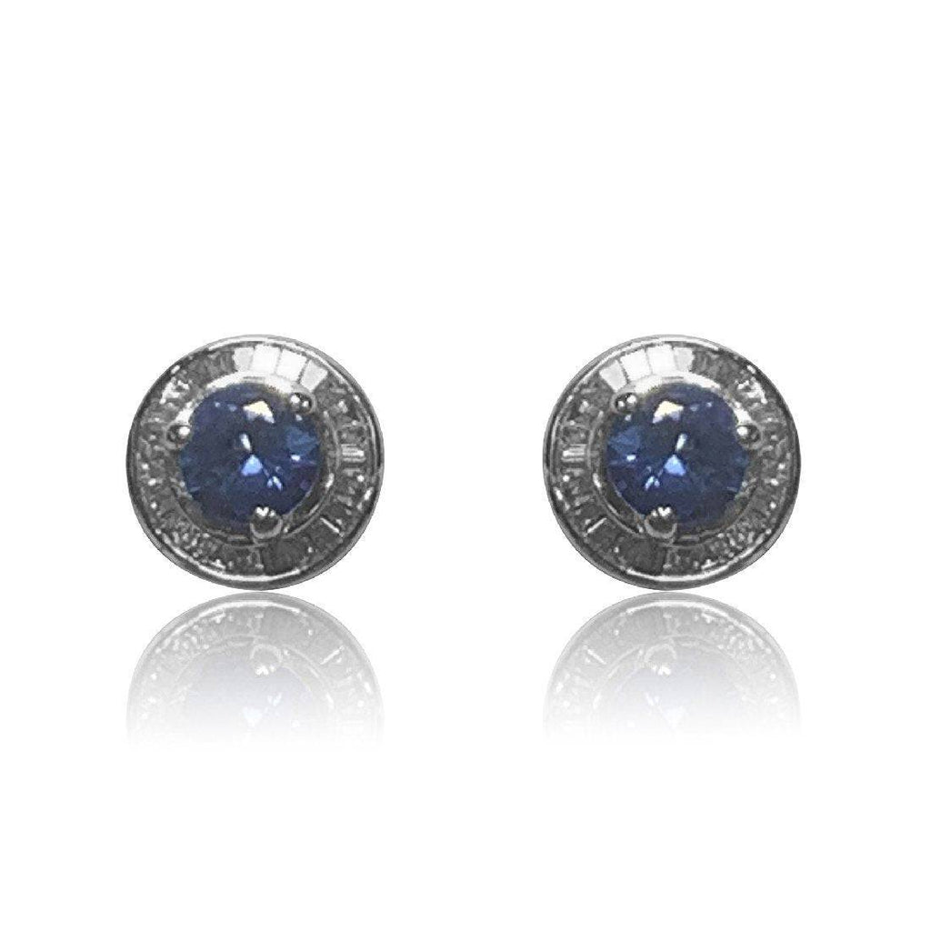 18kt White Gold Blue Sapphire diamond earrings - Masterpiece Jewellery Opal & Gems Sydney Australia | Online Shop