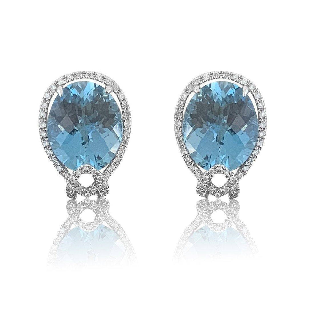 18kt White Gold Blue Topaz and Diamond earrings - Masterpiece Jewellery Opal & Gems Sydney Australia | Online Shop