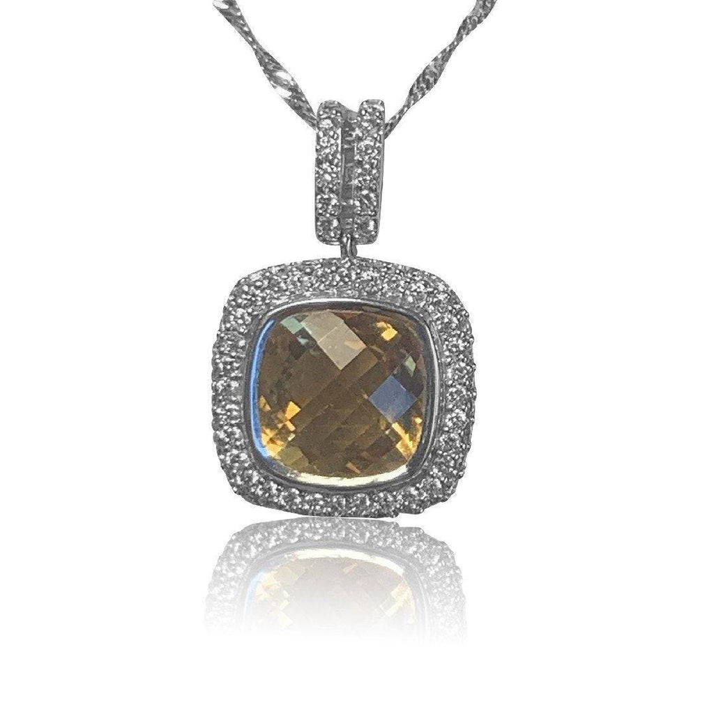18kt White Gold Citrine 4.6ct and Diamond pendant - Masterpiece Jewellery Opal & Gems Sydney Australia | Online Shop