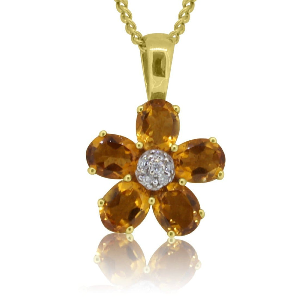 18kt Yellow Gold Citrine and Diamond pendant - Masterpiece Jewellery Opal & Gems Sydney Australia | Online Shop