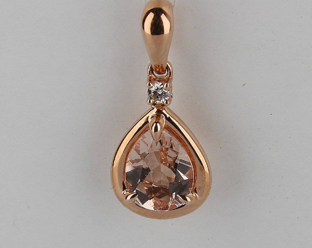 9kt Rose Gold Morganite and Diamond Pendant - Masterpiece Jewellery Opal & Gems Sydney Australia | Online Shop