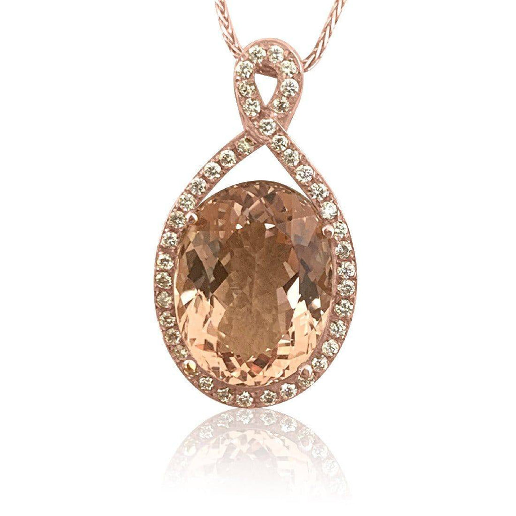 9KT Rose Gold Morganite and diamond pendant - Masterpiece Jewellery Opal & Gems Sydney Australia | Online Shop
