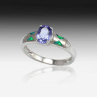 14kt White Gold ring with Tanzanite, Diamonds and Opal - Masterpiece Jewellery Opal & Gems Sydney Australia | Online Shop