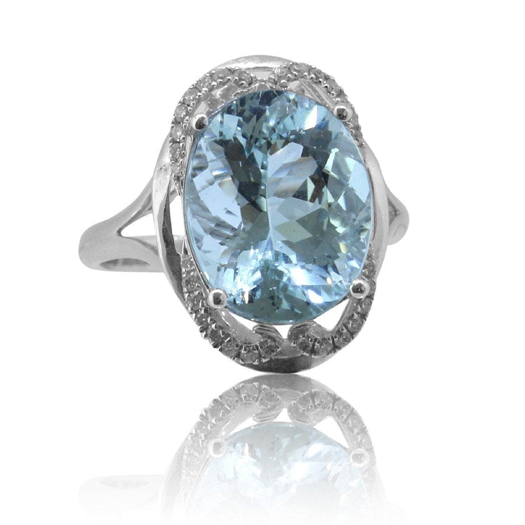 18kt White Gold Aquamarine and Diamond ring - Masterpiece Jewellery Opal & Gems Sydney Australia | Online Shop