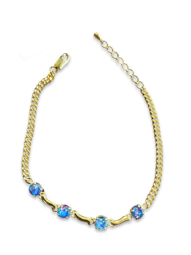 Sterling Sliver Gold plated Bracelet with 4 Australian opal triplet - Masterpiece Jewellery Opal & Gems Sydney Australia | Online Shop