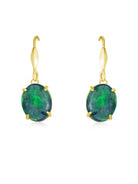 Pair of Sterling SIlver Gold Plated Opal triplet 10x8mm dangling earrings - Masterpiece Jewellery Opal & Gems Sydney Australia | Online Shop