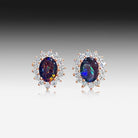 Silver Rose Gold plated 8x6 Opal Cluster earrings - Masterpiece Jewellery Opal & Gems Sydney Australia | Online Shop