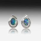 Sterling Silver swirl Opal earrings - Masterpiece Jewellery Opal & Gems Sydney Australia | Online Shop
