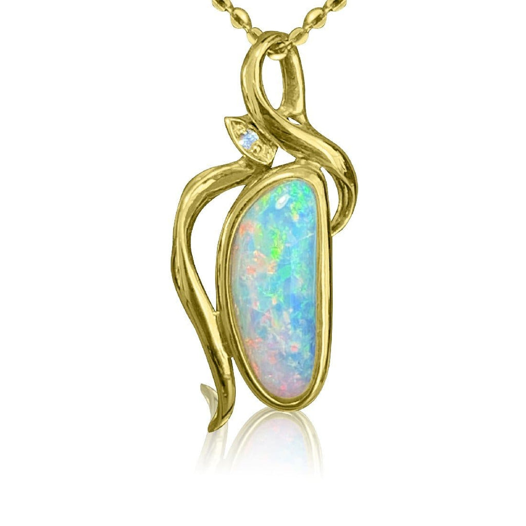 14kt Yellow Gold Opal and diamond pendant - Masterpiece Jewellery Opal & Gems Sydney Australia | Online Shop