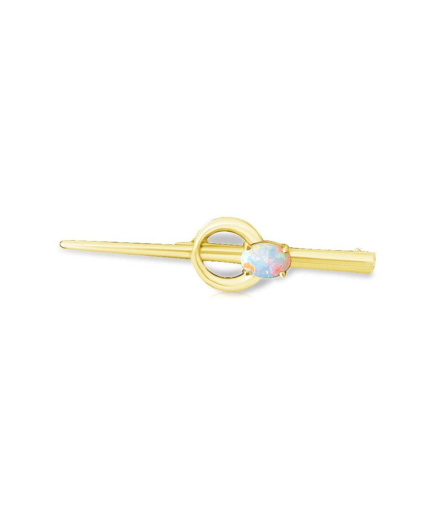 18kt Yellow Gold Brooch with White Opal - Masterpiece Jewellery Opal & Gems Sydney Australia | Online Shop