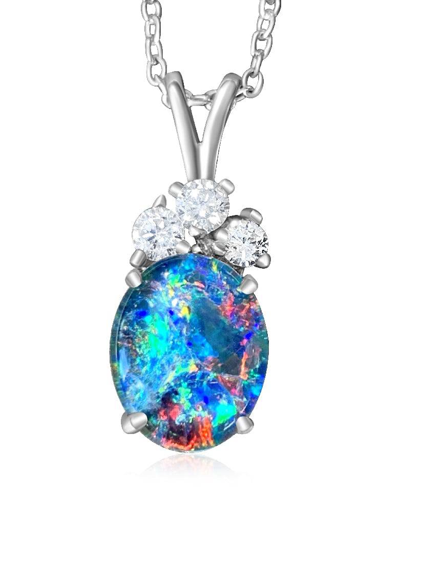 Sterling Silver 10x8mm Opal triplet pendant - Masterpiece Jewellery Opal & Gems Sydney Australia | Online Shop