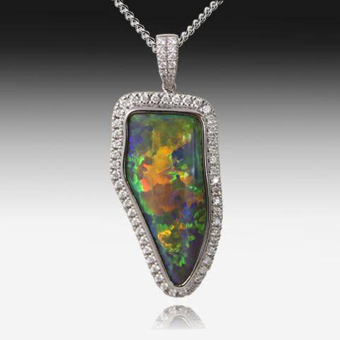 ONE 18K BLACK OPAL DIAMOND PENDANT - Masterpiece Jewellery Opal & Gems Sydney Australia | Online Shop