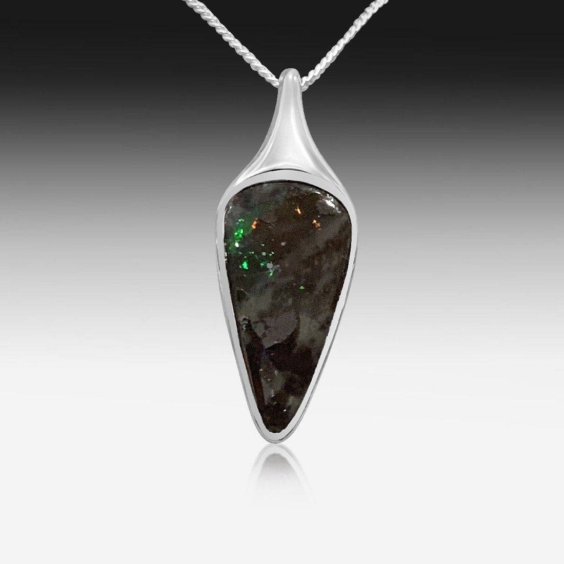 Sterling Silver Matrix Boulder Opal Pendant