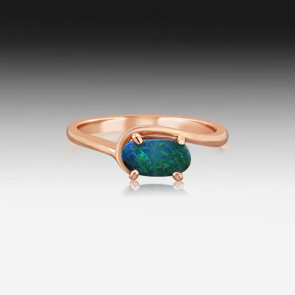 14kt Rose Gold Boulder Opal ring - Masterpiece Jewellery Opal & Gems Sydney Australia | Online Shop
