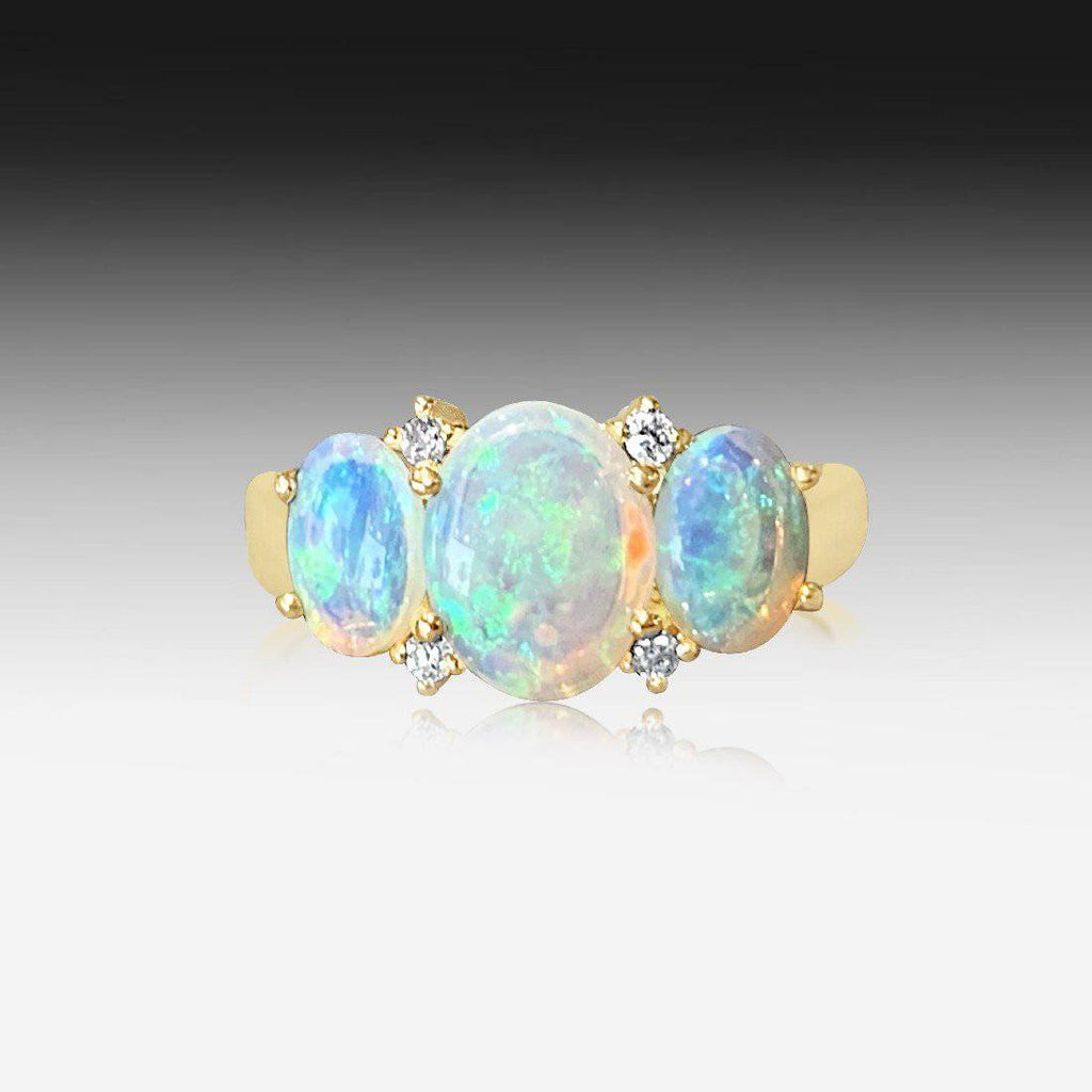 14kt Rose Gold Opal and diamond ring - Masterpiece Jewellery Opal & Gems Sydney Australia | Online Shop